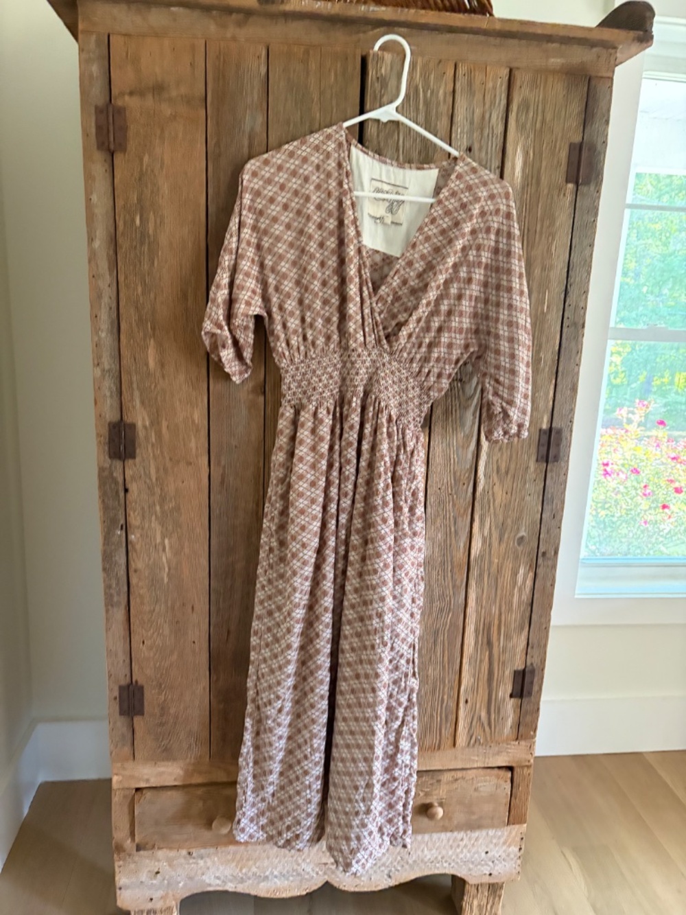 Ace & Jig SMOCKED BROWN CREAM DRESS WOMENS SMALL S - Picture 1 of 8